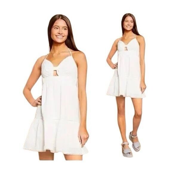 NWT Gianni Bini White Halter Eyelet Dress - Picture 1 of 7
